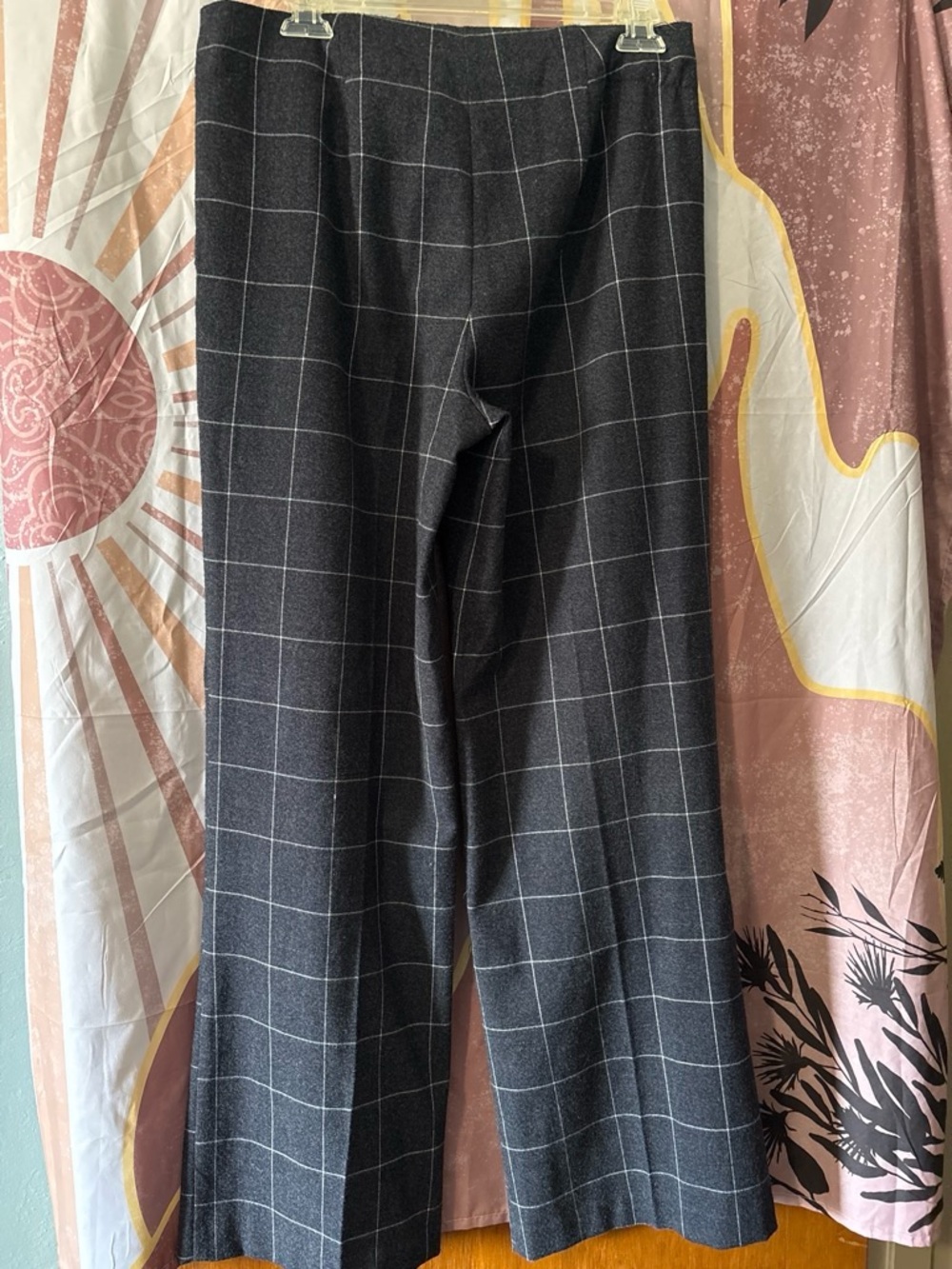 Rachel Zoe Charcoal Windowpane Flat Front Dress pants for wearing to work&dinner - Picture 3 of 6